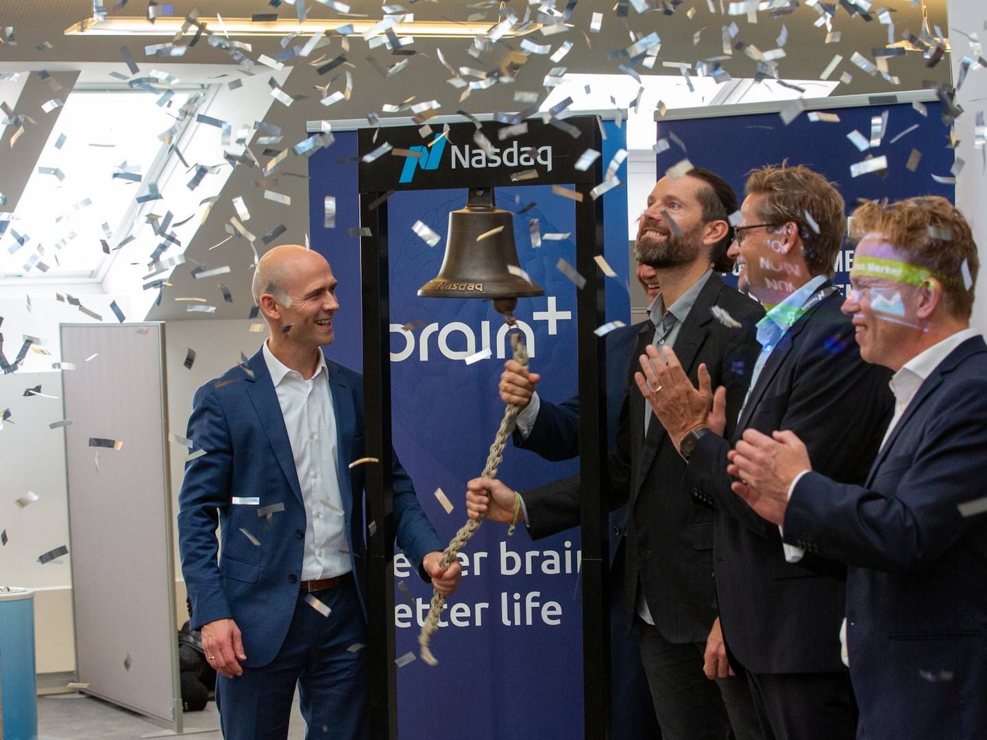 Brain+, her ved sin børsnotering, stiger efter at have fremrykket sin forventede lanceringsdato af en behandling mod demens. | Foto: Asger Frisgård / Brain+ / PR