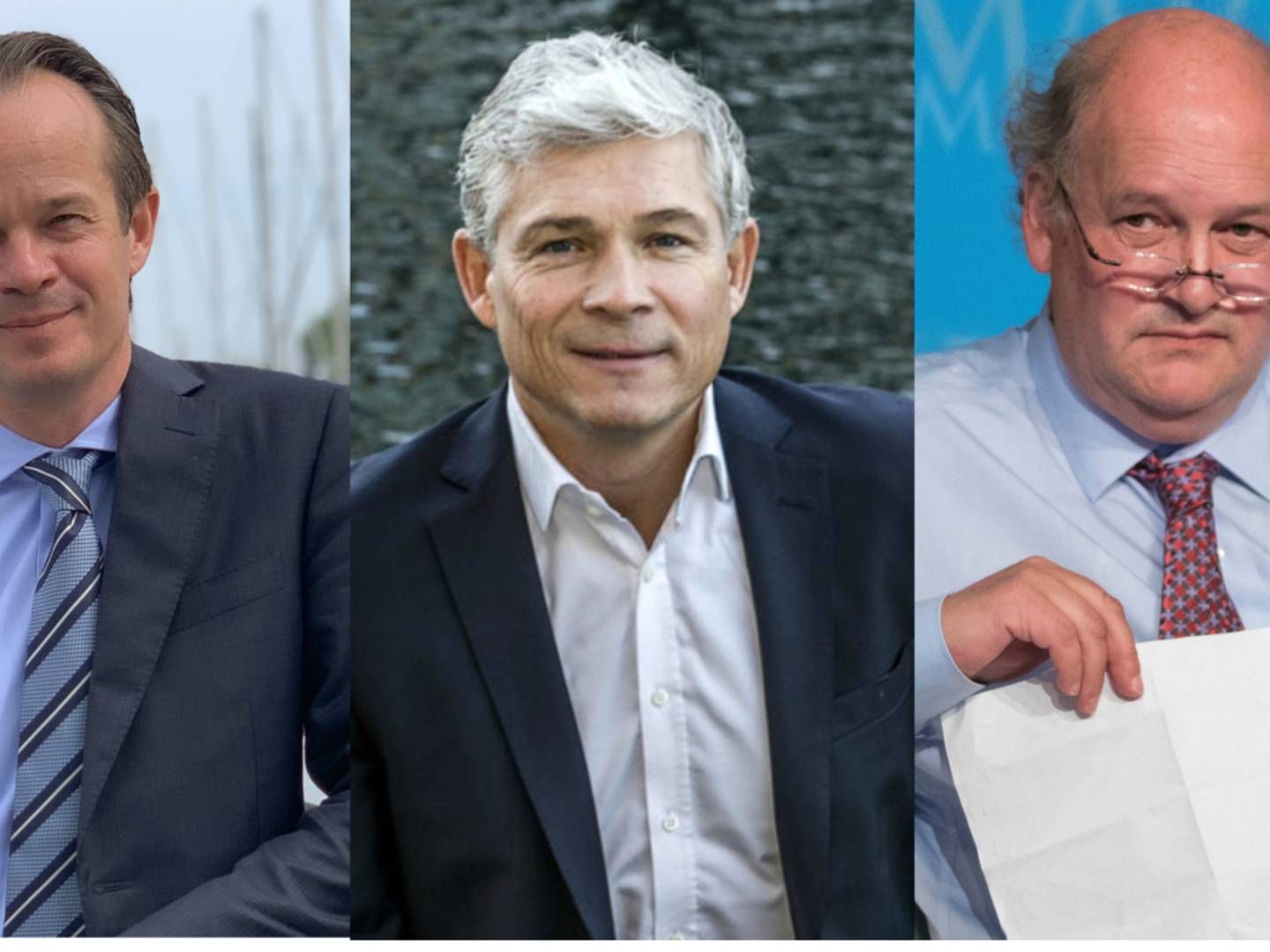 Hafnia CEO Mikael Skov (mid) has had the most cause for celebration in the first half of 2022. Torm CEO Jacob Meldgaard (left) and Scorpio Tankers CEO Robert Bugbee (right). | Photo: Collage: Torm/PR / Hafnia/PR / MarineMoney/PR