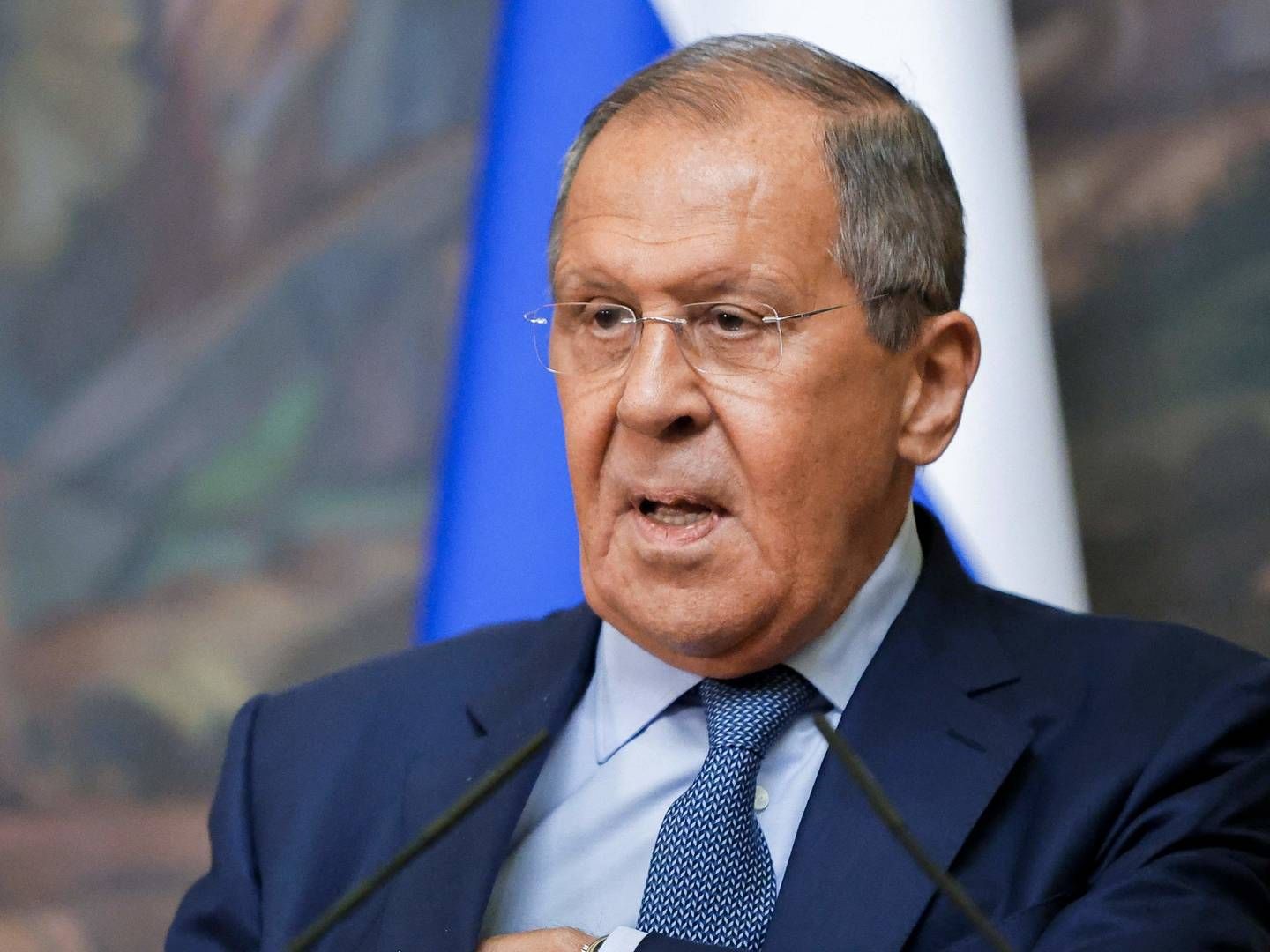 Den russiske udenrigsminister Sergej Lavrov mener, at vestens sanktioner mod Rusland også rammer eksport af fødevarer, som ellers ikke er sanktionerede. | Foto: Maxim Shemetov/AFP / POOL