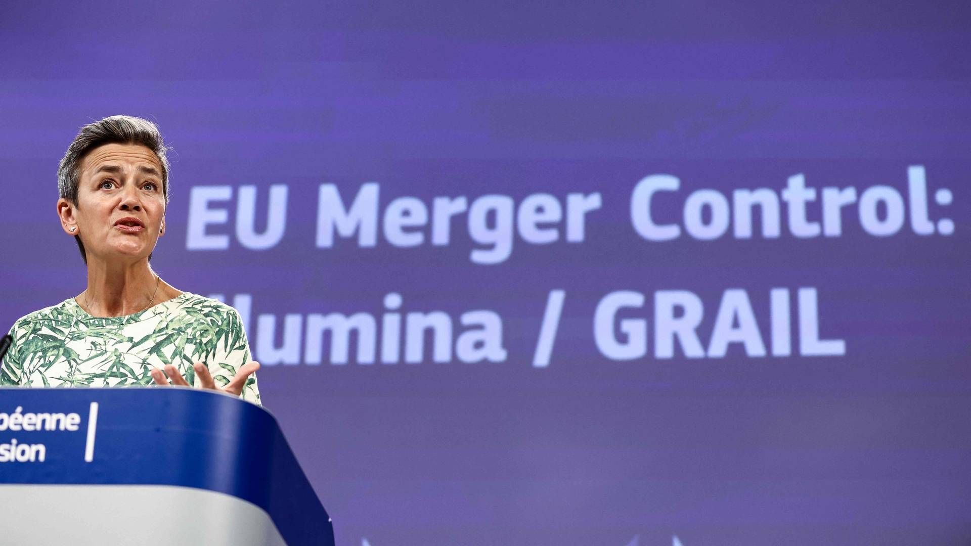 EU’s konkurrencekommissær Margrethe Vestager vil ikke tillade en fusion mellem Illumina og Grail . | Foto: Kenzo Tribouillard/AFP / AFP