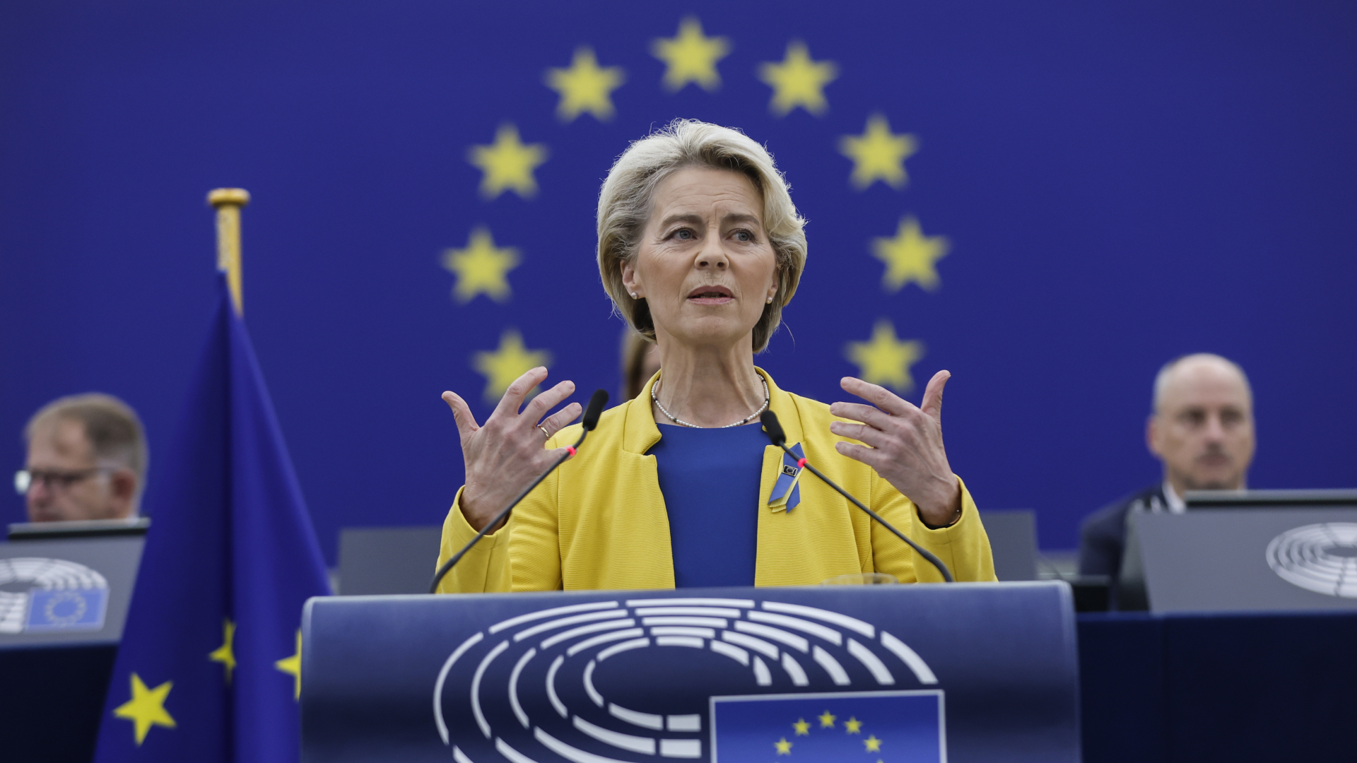 Will Energieunternehmen entlasten: EU-Kommissionschefin Ursula von der Leyen | Foto: picture alliance / ASSOCIATED PRESS | Jean-Francois Badias