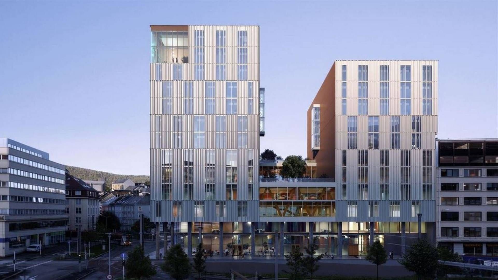 Slik blir det nye fylkeshuset, som skal være lokalisert midt i Bergen sentrum. | Foto: NSW Arkitektur