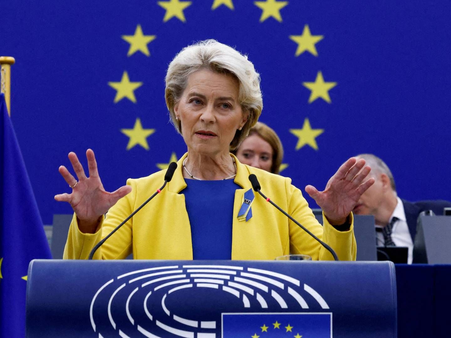 Ursula von der Leyen, EU-Kommissionens formand, præsenterede tankerne bag nødindgrebet i elmarkedet under sin årlige "State of the Union"-tale 14. september. | Foto: Yves Herman/REUTERS / X00380