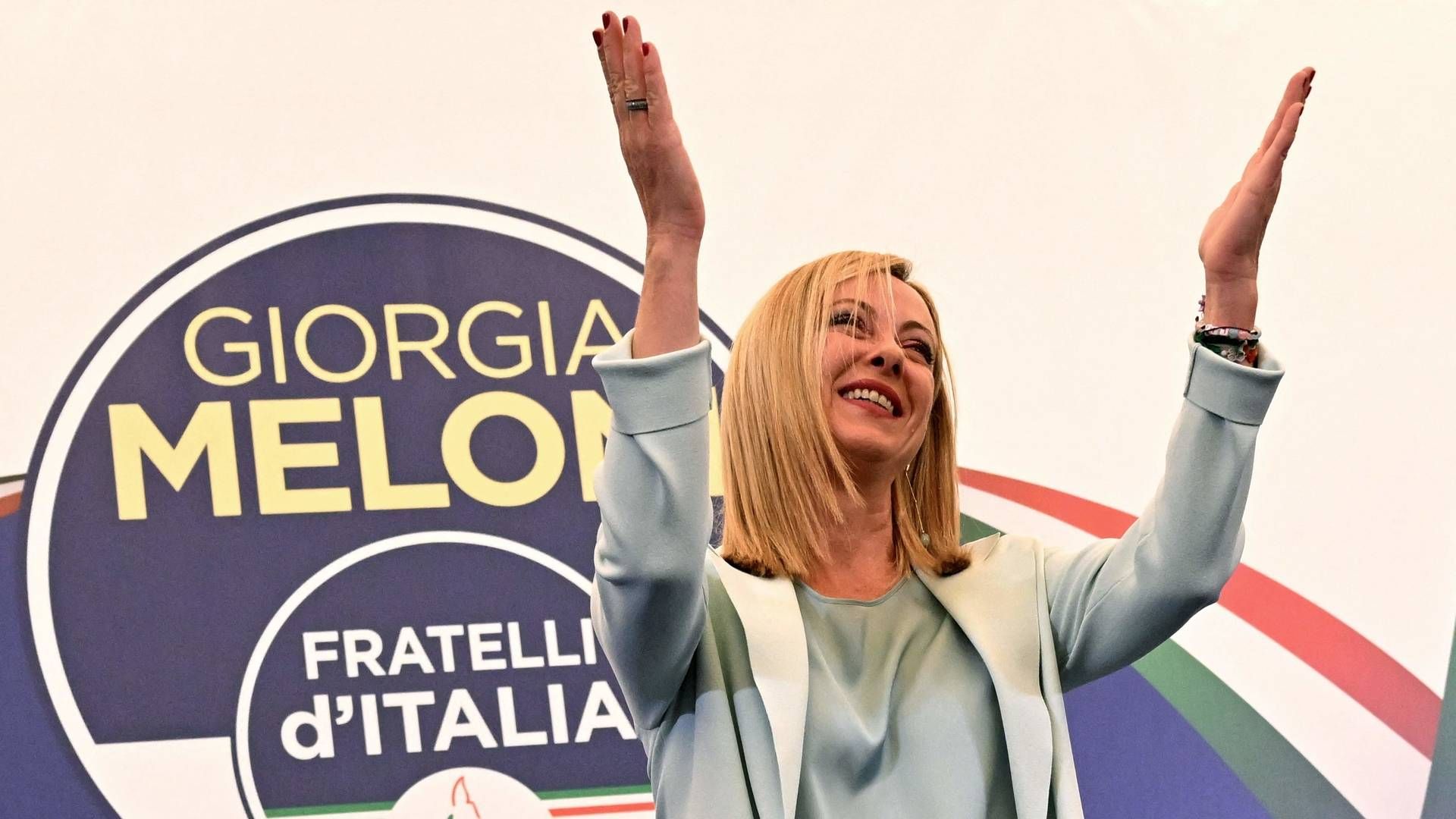 Giorgia Meloni står til at blive premierminister i spidsen for den mest højreorienterede regering, siden Mussolinis faldt under Anden Verdenskrig. | Foto: Andreas Solaro/AFP / AFP