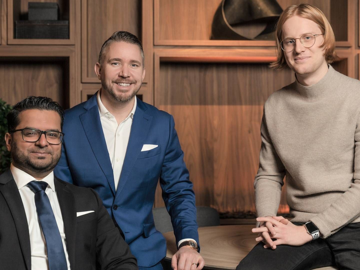 Ali Ahmed (tv), adm. direktør, Erling Løken Andersen (mf), grundlægger, og Francois Savard (th), teknisk chef og medstifter. | Foto: PR / Advokatguiden