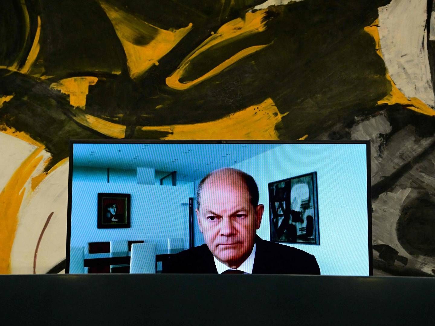 To announce the energy package, German Chancellor Olaf Scholz had to do a video press conference after testing positive for Covid. | Photo: JOHN MACDOUGALL/AFP / AFP