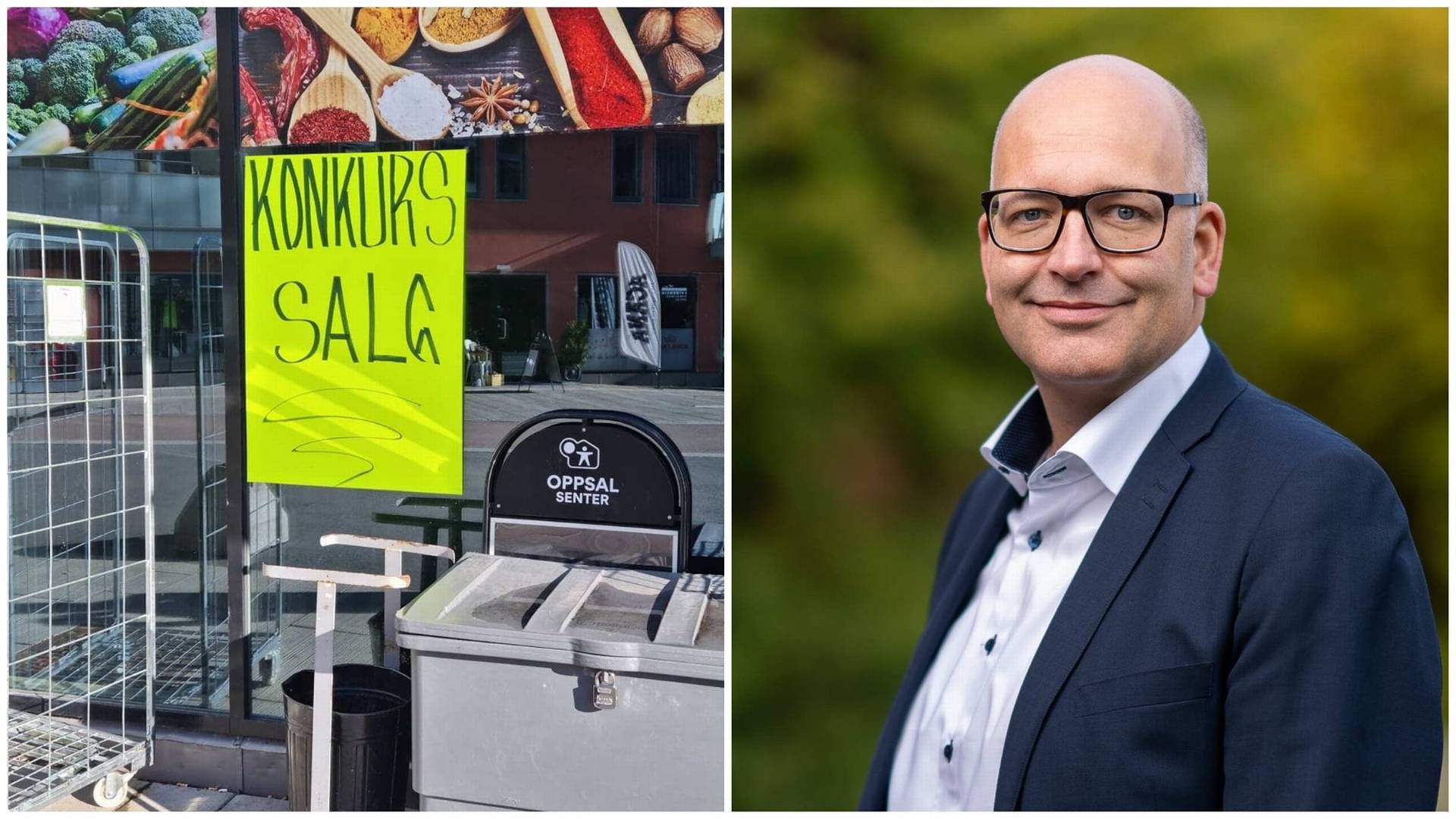 KONKURS PÅ OPPSAL SENTER: – Det er veldig trist at Oppsal Frukt og Grønt har besluttet å legge ned, sier eiendomssjef Tor Kjetil Dedekam Pederssen. | Foto: Øystein Byberg og Obos Eiendom. Collage: EiendomsWatch