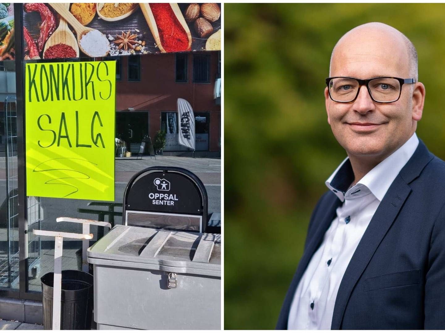 KONKURS PÅ OPPSAL SENTER: – Det er veldig trist at Oppsal Frukt og Grønt har besluttet å legge ned, sier eiendomssjef Tor Kjetil Dedekam Pederssen. | Foto: Øystein Byberg og Obos Eiendom. Collage: EiendomsWatch