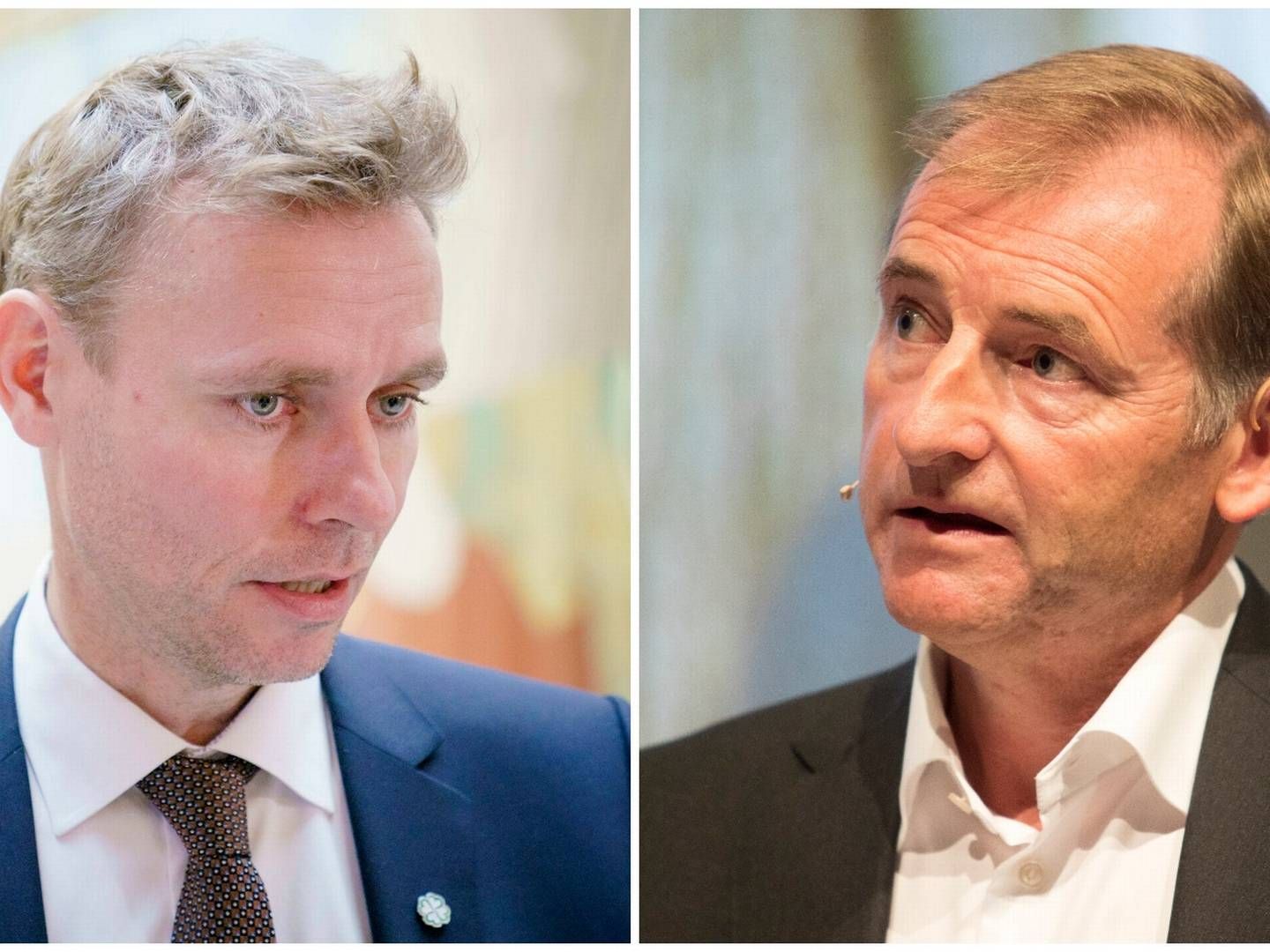 STATSBUDSJETTET: Forsknings- og høyere utdanningsminister Ola Borten Moe vil støtte bygging av 1650 nye studentboliger neste år. Det er altfor lite, mener administrerende direktør i Norges Eiendomsmeglerforbund, Carl O. Geving. | Foto: Stian Lysberg Solum / NTB og Torstein Bøe / NTB. Collage: EiendomsWatch