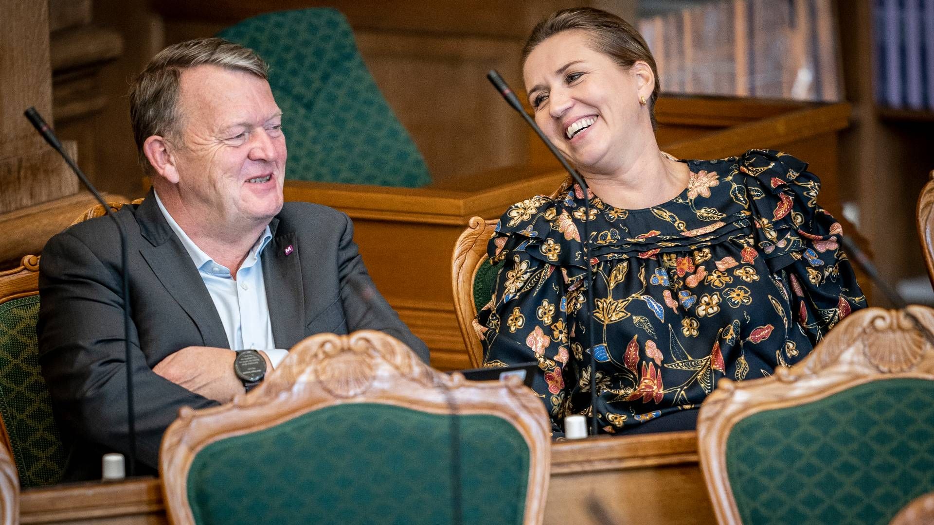 Formand for Moderaterne og tidl. statsminister, Lars Løkke Rasmussen og statsminister Mette Frederiksen (S) til åbningsdebatten torsdag. | Foto: Mads Claus Rasmussen/Ritzau Scanpix