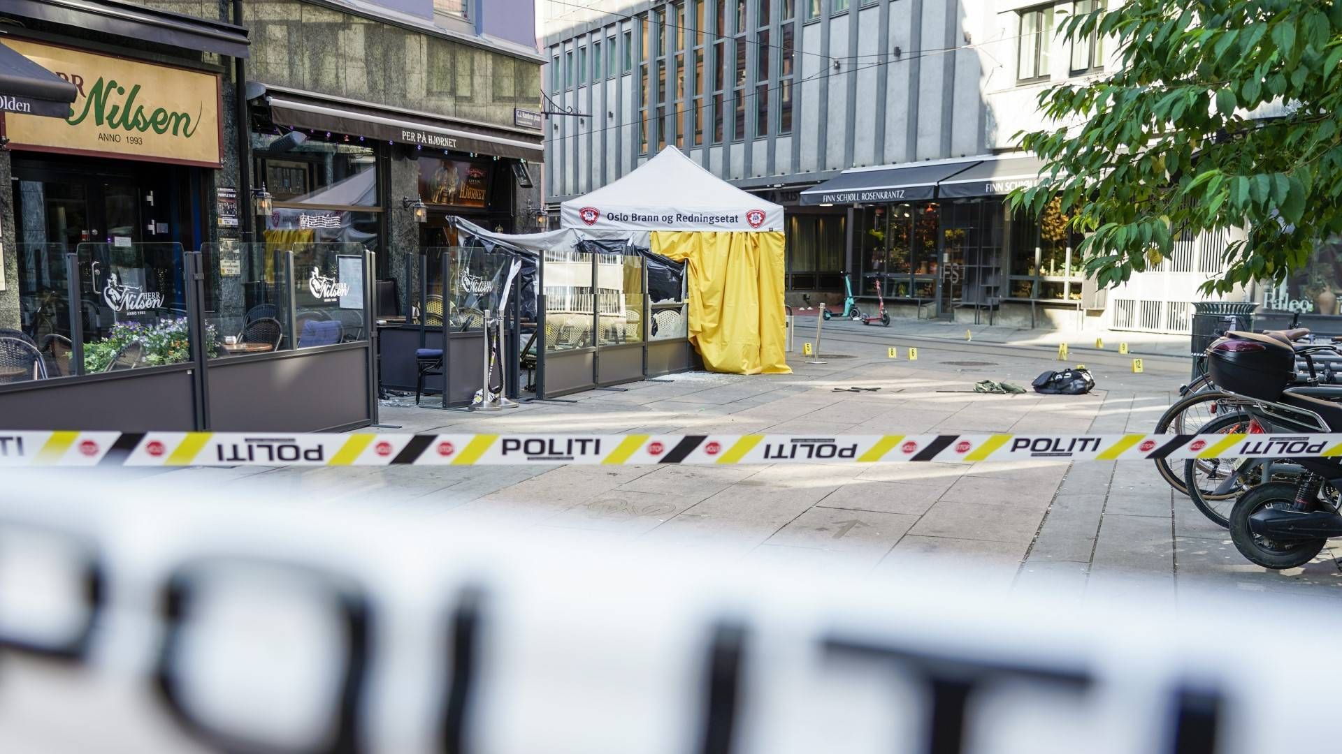 To personer ble drept under masseskytingen i Oslo sentrum natt til lørdag 25. juni. | Foto: Terje Pedersen / NTB