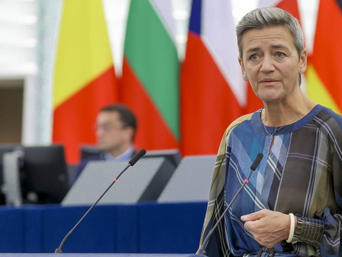 EU's konkurrencekommissær Margrethe Vestager har kig på to banker, som måske har arbejdet lidt for tæt sammen i perioden 2005-2016.. | Foto: Julien Warnand/EPA / EPA