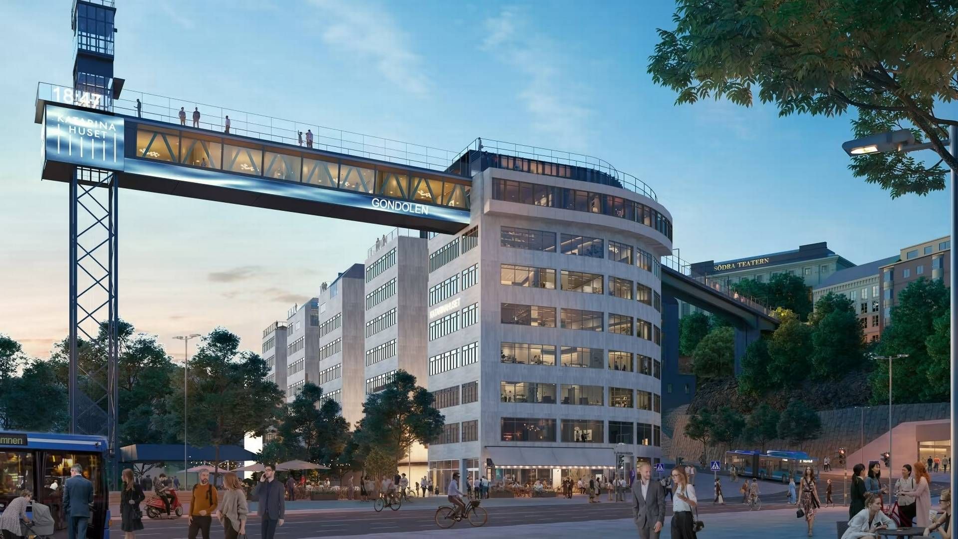 NYTT LAND: Her er en skisse av det nye hotellet, som Citybox Hotels skal drive som leietaker av Atrium Ljungberg. Midt i Slussen i Stockholm ligger Katarinahuset, som nå bygges om og moderniseres. Her skal det blant annet utvikles kontorlokaler som vil komplimentere hotellet og dets lobby.