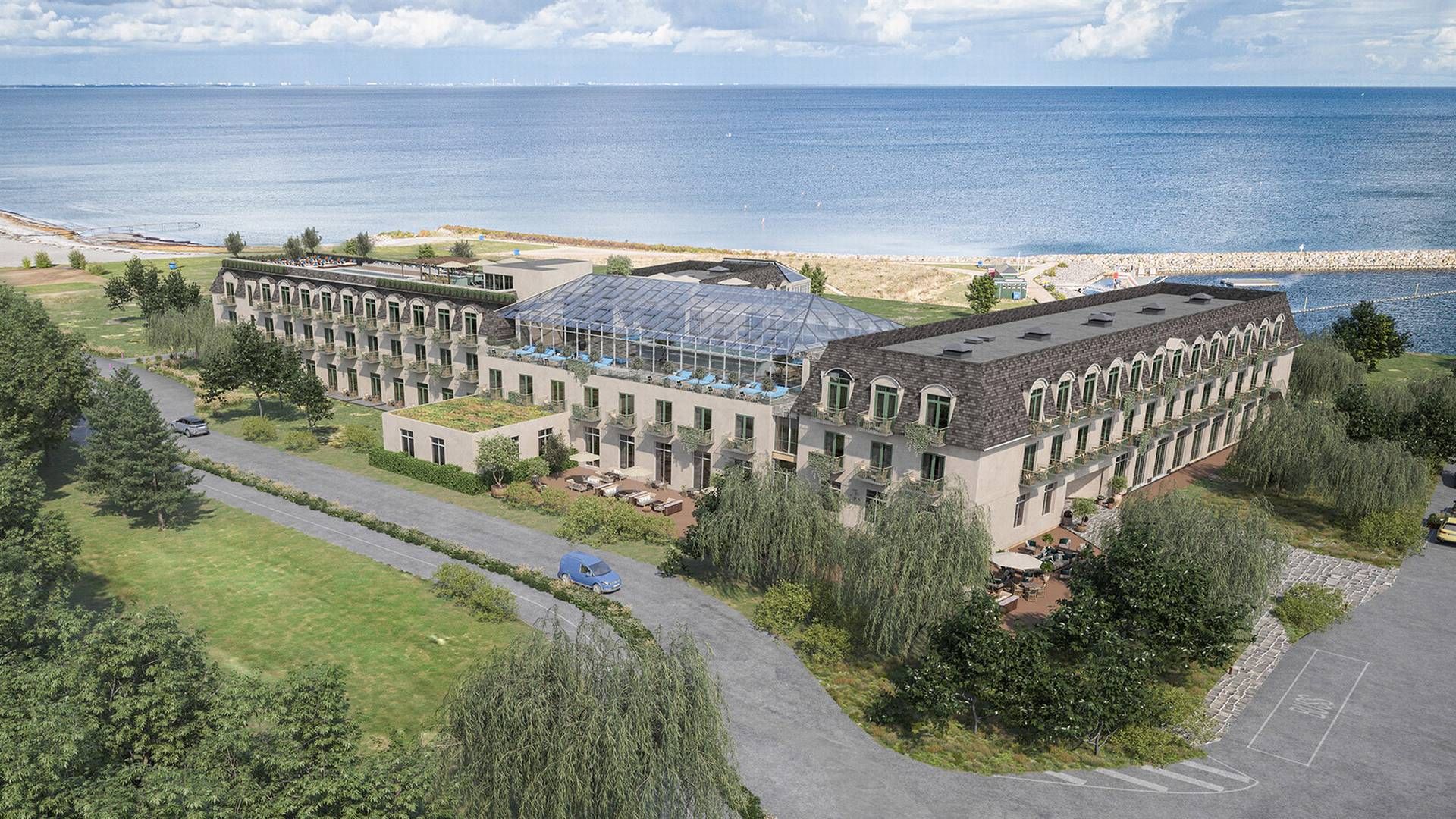 Det nye strandhotel er placeret ved stranden i Køge omkring 40 kilometer syd for København. | Foto: PR-visualisering
