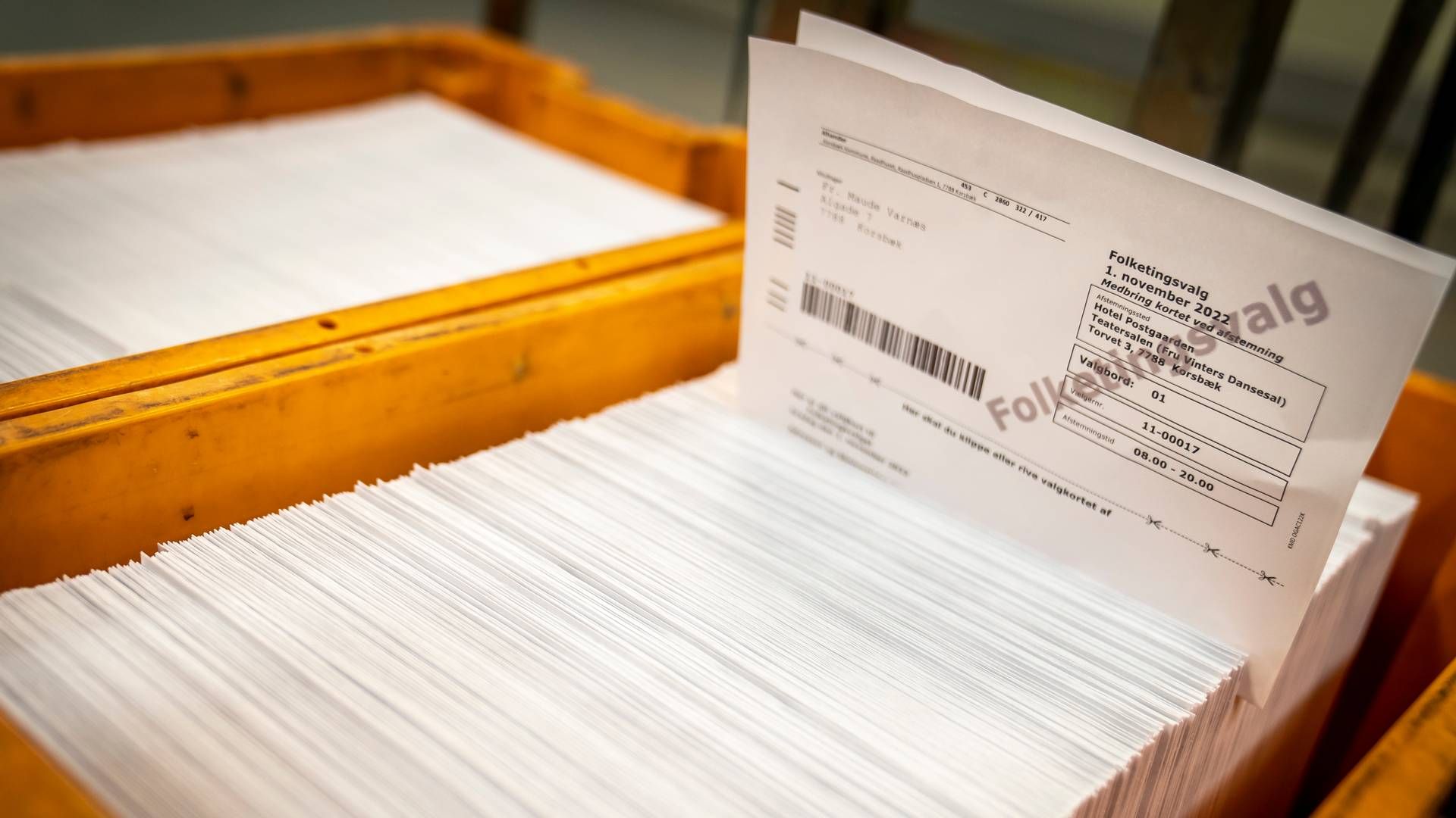 Voting slips for the election, which will be held on Nov 1. | Photo: Mads Claus Rasmussen/Ritzau Scanpix