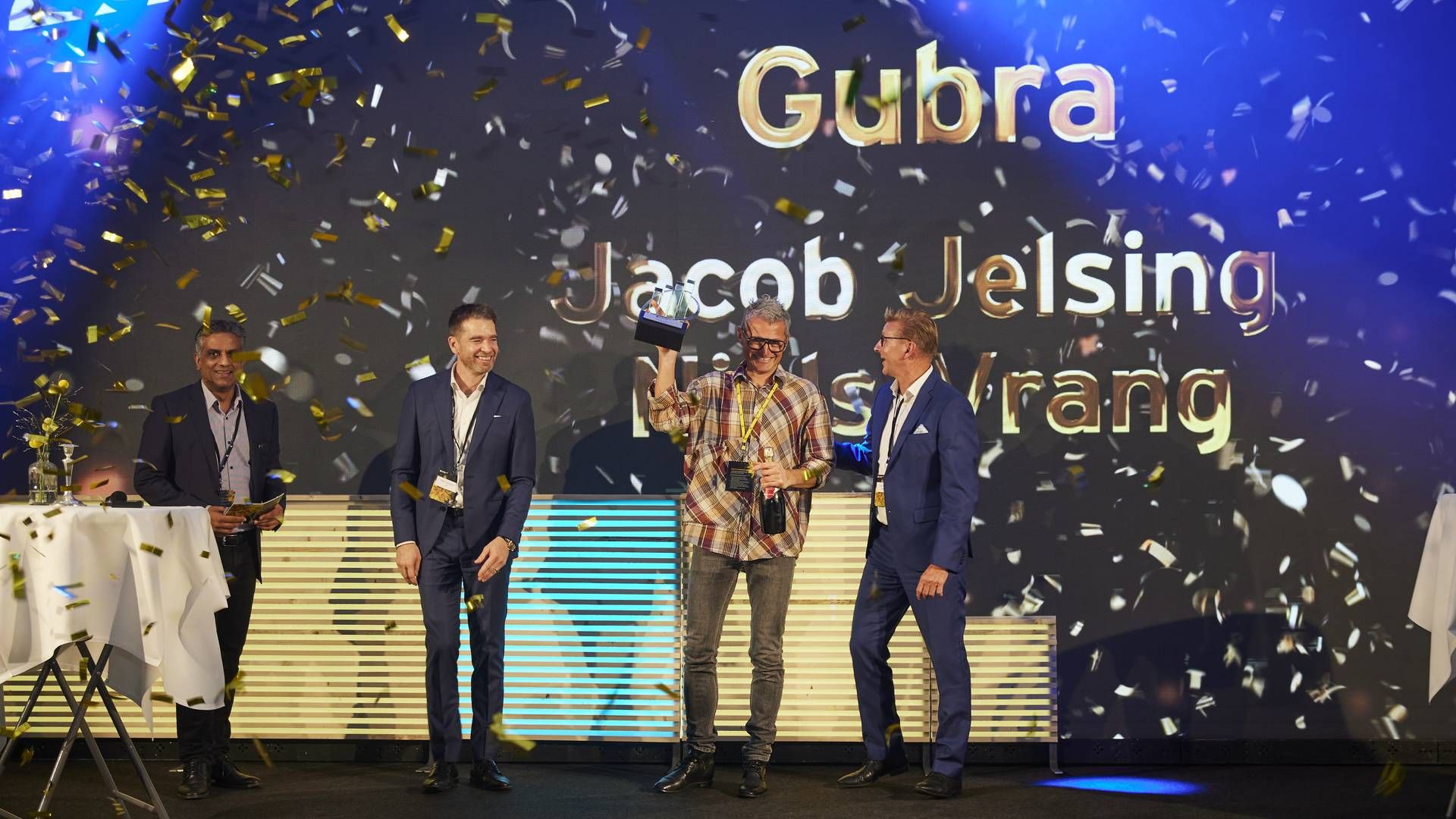 Biotekvirksomheden Gubra ved Jacob Jelsing og Niels Vrang blev hyldet ved et event hos Mercedes i Roskilde. | Foto: EY / PR