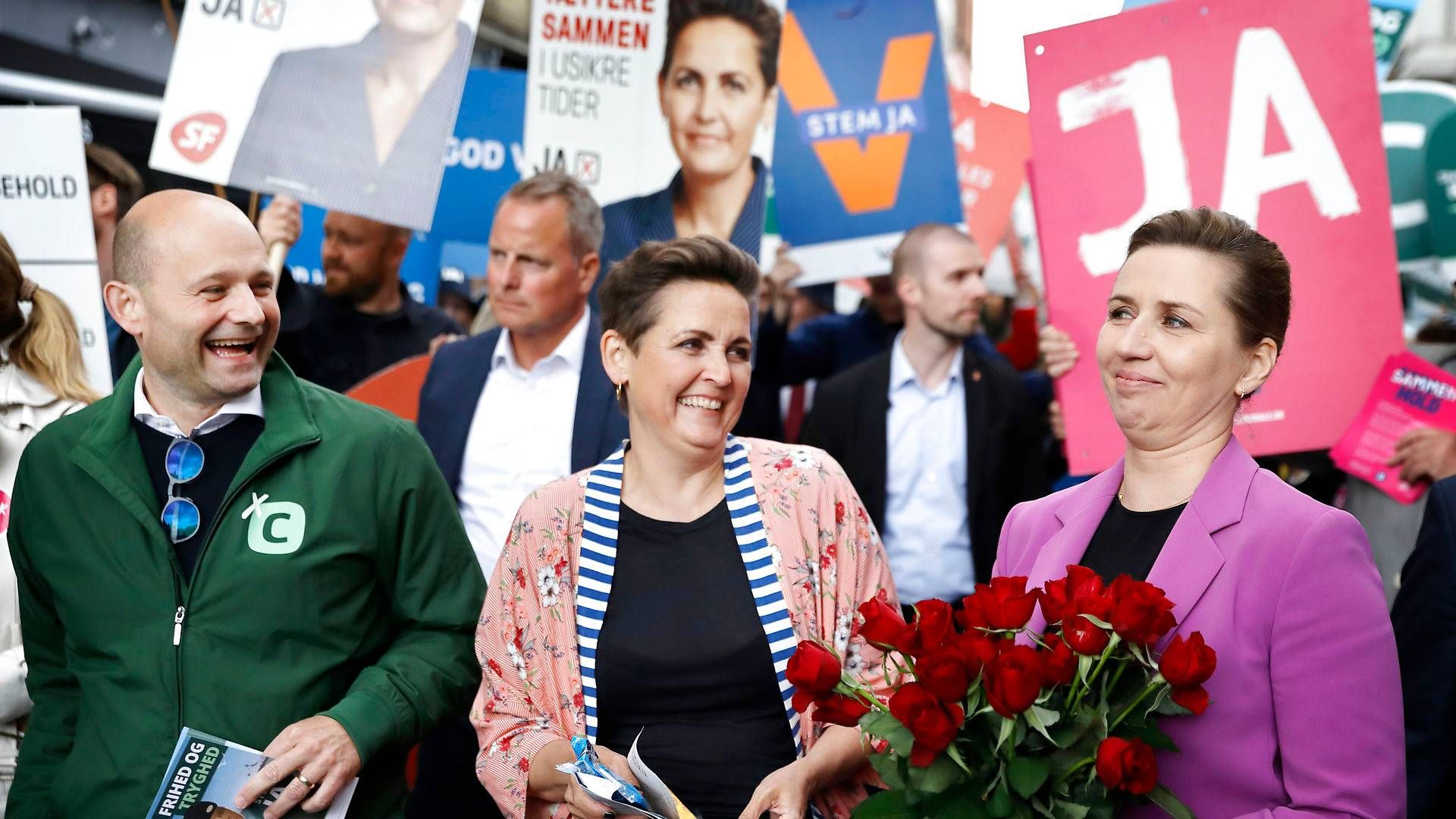 Søren Pape Poulsen (K), Pia Olsen Dyhr (SF) og Mette Frederiksen (S).