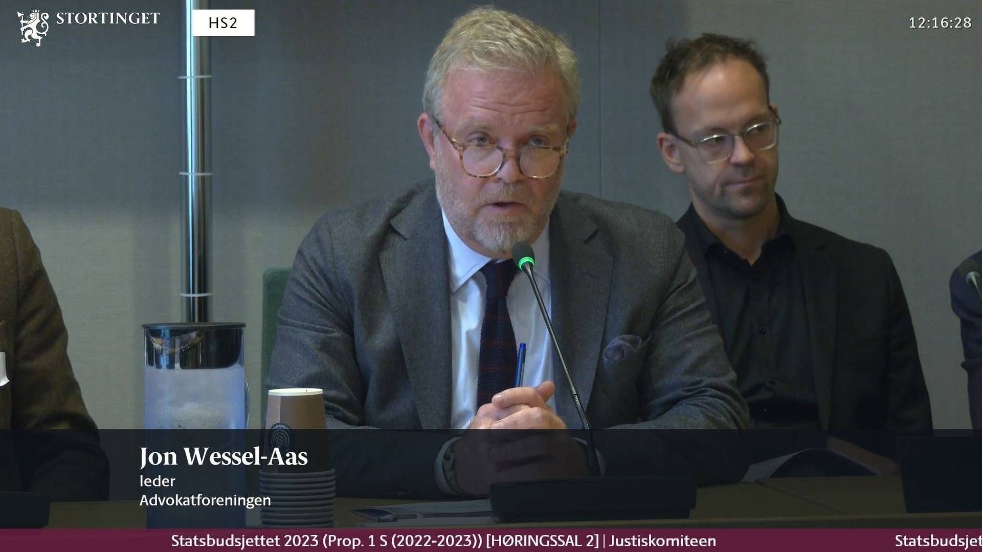 Advokatforeningens leder, Jon Wessel-Aas. | Foto: Stortinget Nett-TV