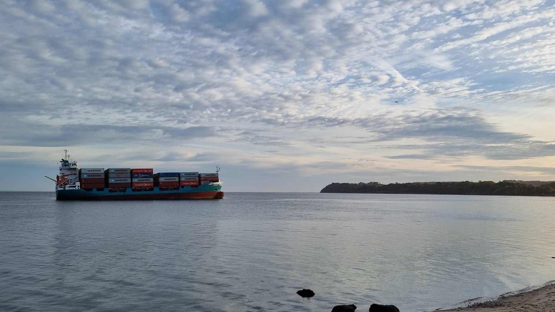 Containerskibet Rana er grundstødt i Lillebælt ud for Strib. | Foto: Fyns Politi