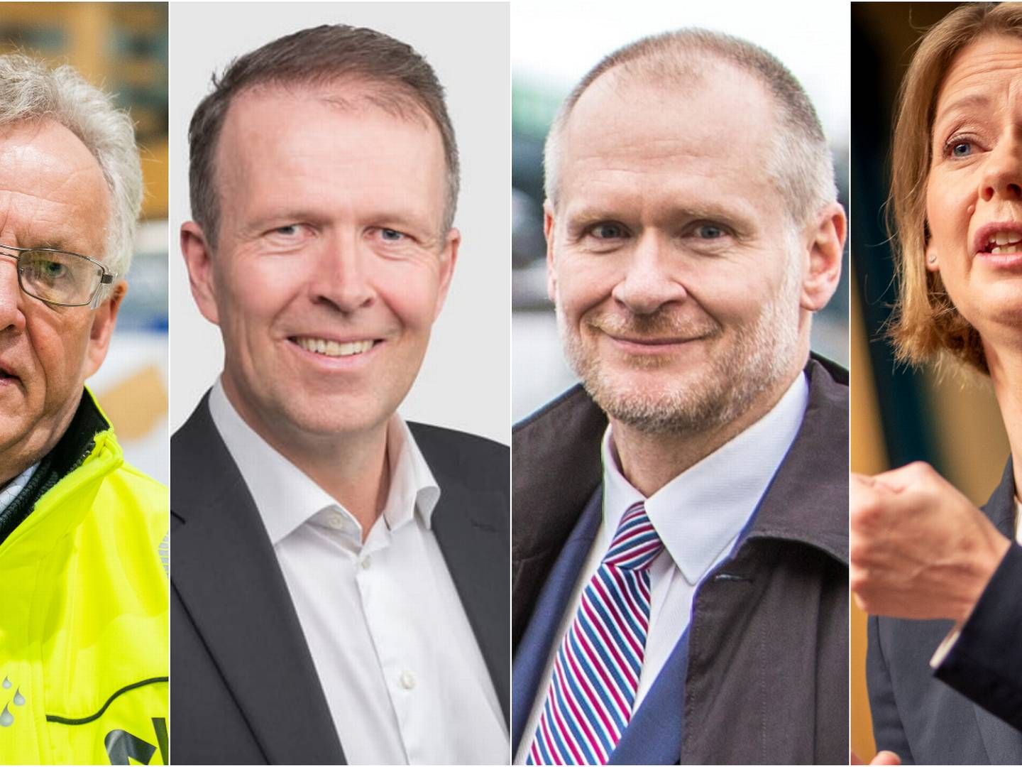 LEGGER FREM TALL: Konsernsjef Morten Kristiansen i Moelven Industrier, analysesjef Hans Petter Skogstad i Cushman & Wakefield Realkapital, sentralbanksjef Ida Wolden Bache og administrerende direktør Henning Lauridsen i Eiendom Norge. | Foto: NTB, Cushman & Wakefield Realkapital og Eiendom Norge