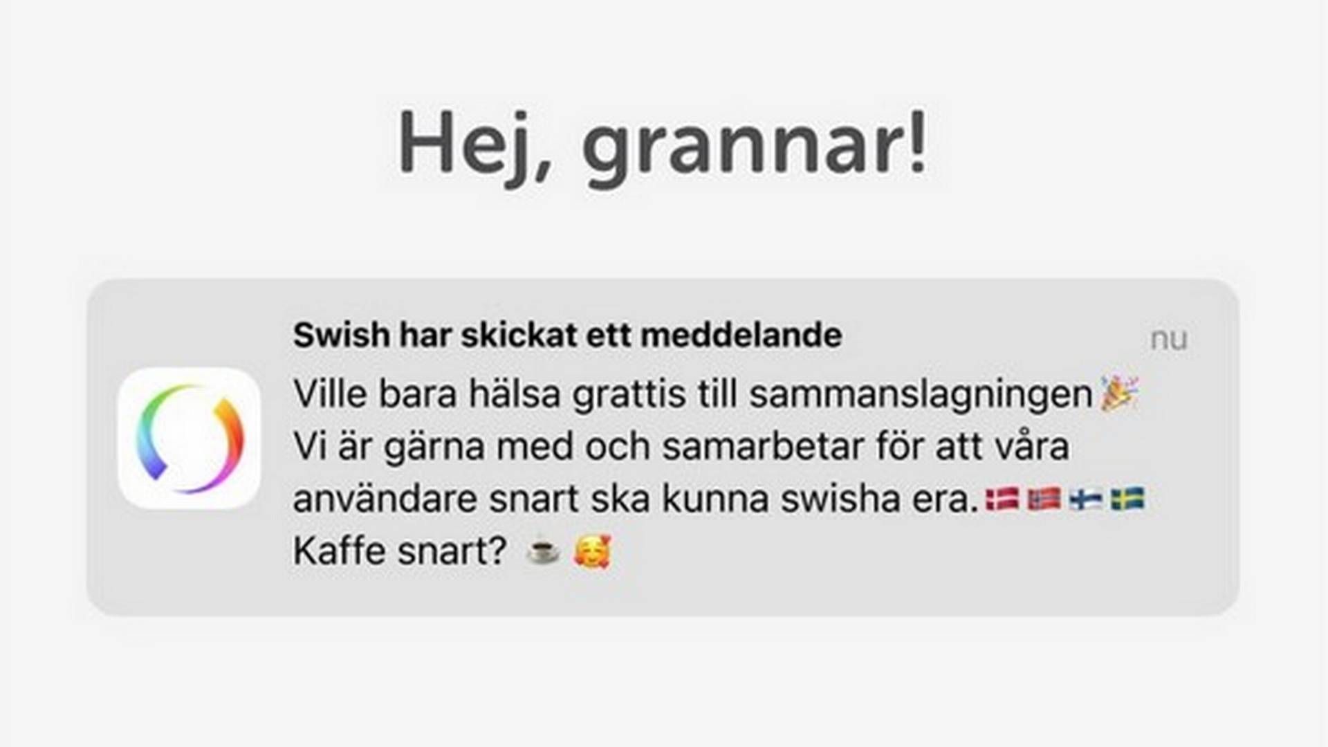 Swish og Vipps/Mobilepay har flørtet på Linkedin. nå skal de møtes. | Foto: Skjermdump/Linkedin