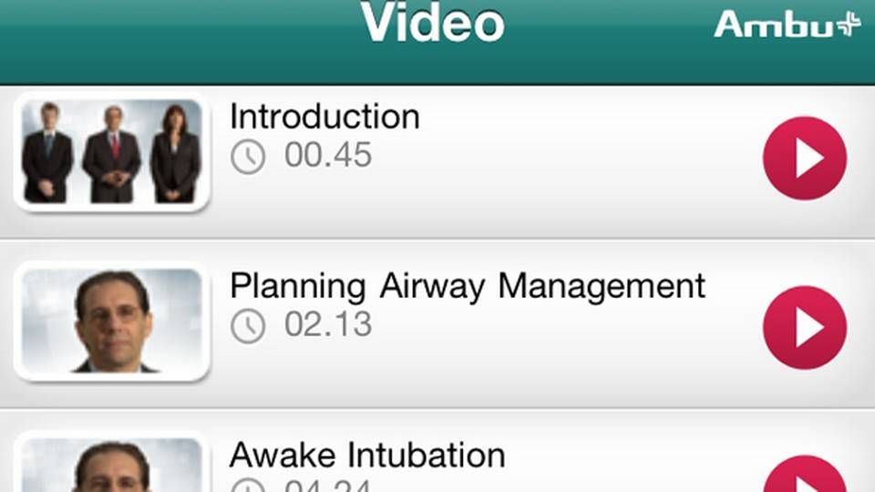 Foto: Screenshot fra Ambus app: Airway eLearning