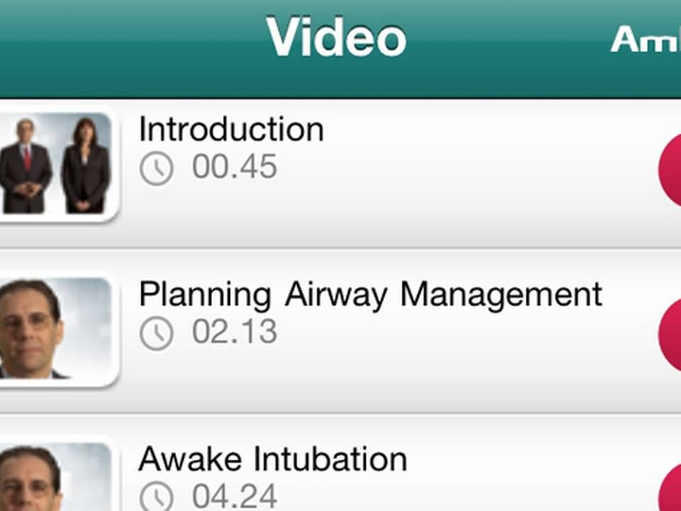 Foto: Screenshot fra Ambus app: Airway eLearning