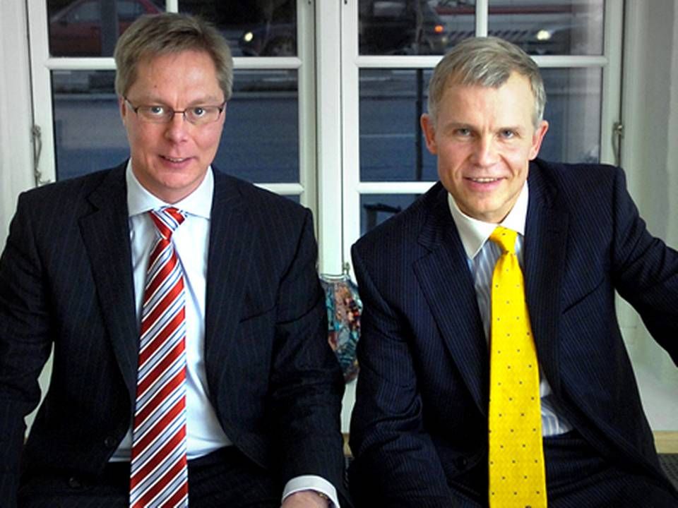 Karsten Poulsen (tv) og Eric Søe Rylberg, da de stadig var hos Saxo Bank. | Foto: Bo Svane/Polfoto