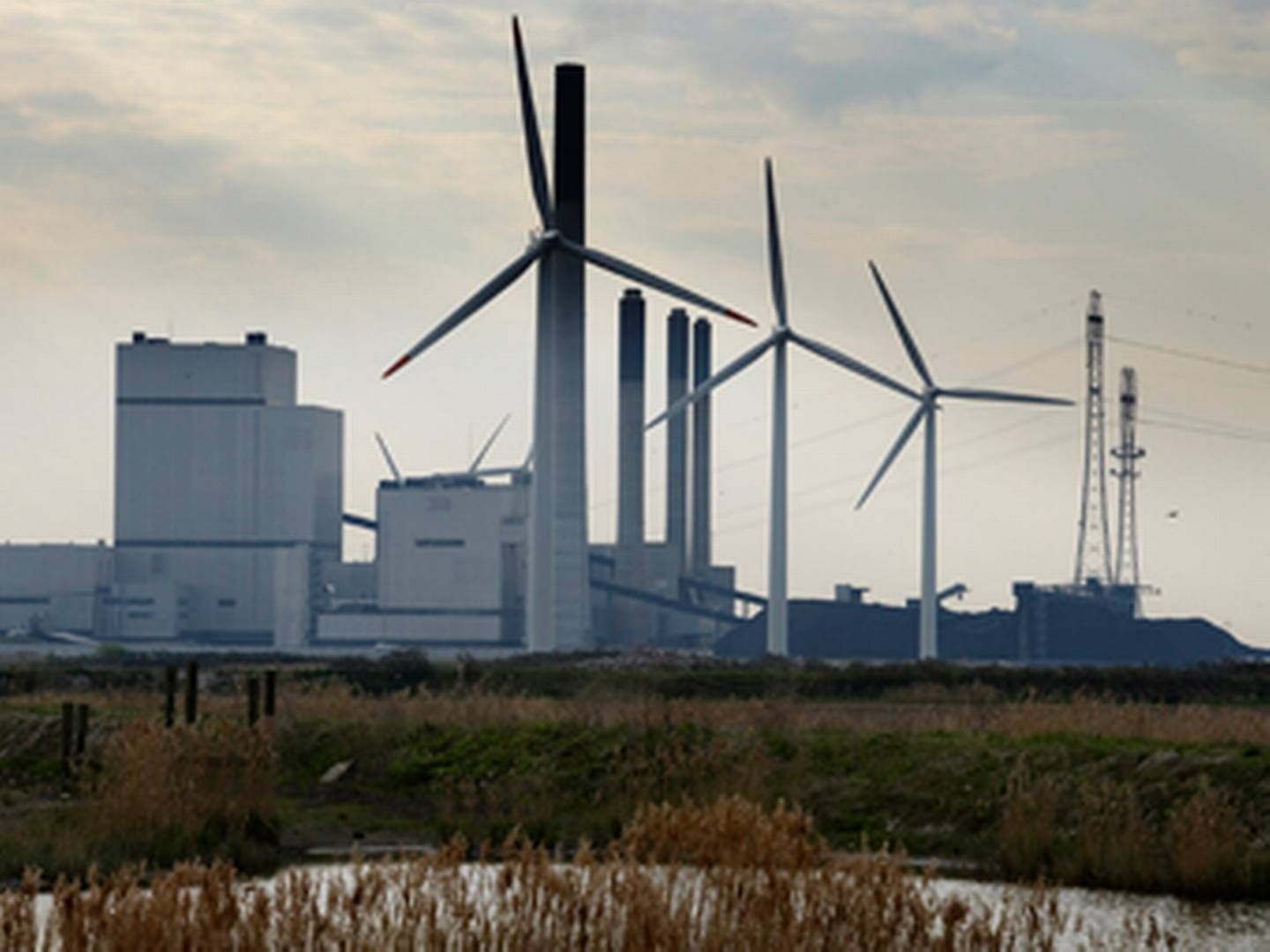 Dansk teknologi inden for blandt andet vind- og kulkraft er i høj kurs i Tyskland. På billedet ses vindmøller foran Nordjyllandsværket. | Foto: VATTENFALL