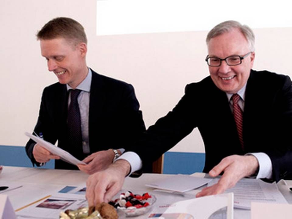 DONG formand Fritz Schur og CEO Henrik Poulsen har nu landet en aftale med blandt andet Goldman Sachs. | Foto: ANDREASEN CARSTEN