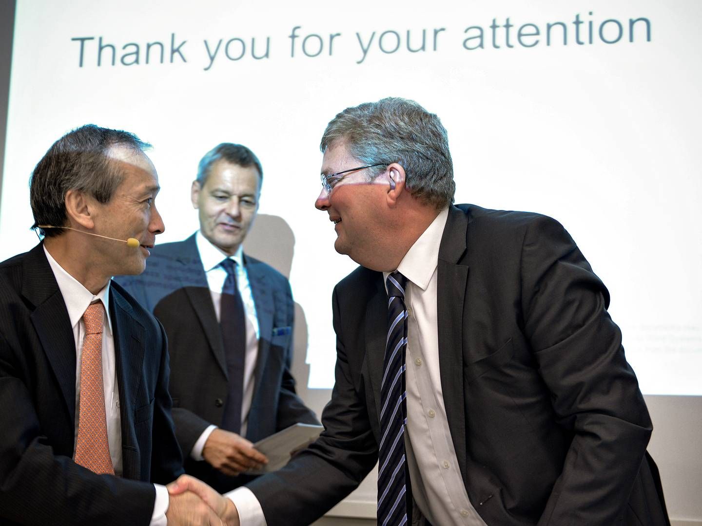 MHI Vestas Offshore Wind-topfolk: Fra venstre co-CEO Jin Kato, CEO Jens Tommerup og næstformand Anders Runevad. | Foto: Lars Krabbe