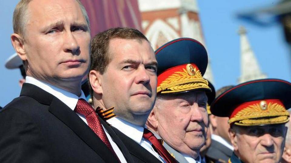 Præsident Vladimir Putin og premierminister Dmitri Medvedev | Foto: Mikhail Klimentyev, AP - polfoto