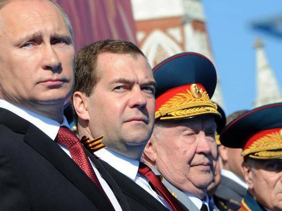 Præsident Vladimir Putin og premierminister Dmitri Medvedev | Foto: Mikhail Klimentyev, AP - polfoto