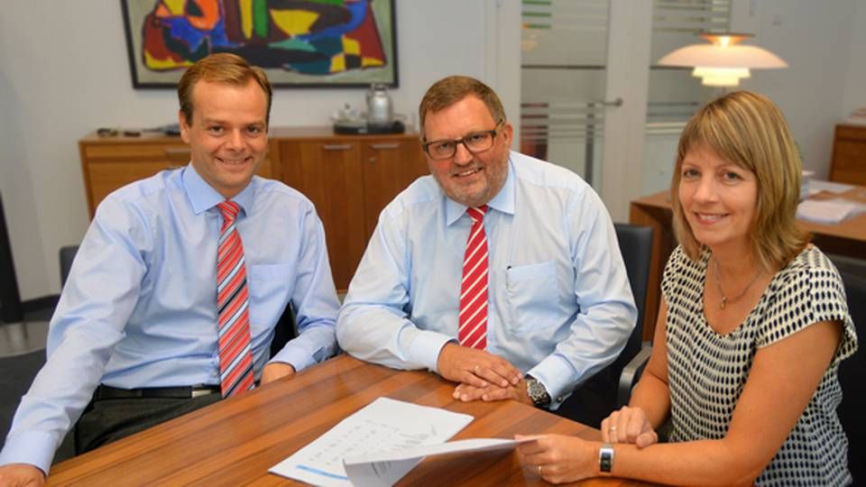 Jutlander Banks direktion med ordførende direktør, Per Sønderup, i midten. | Foto: Jutlander Bank