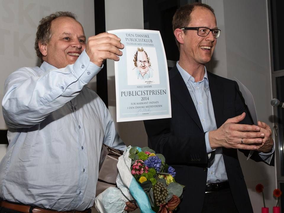 Sidste års vindere af Den Store Publicistpris, Niels Sandøe og Thomas Svaneborg | Foto: Sofia Busk/Polfoto/Arkiv