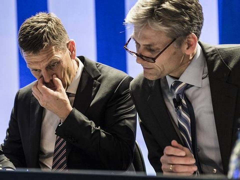 Her er Ole Andersen (venstre) sammen med Danske Banks topchef Thomas Borgen. | Foto: POLFOTO