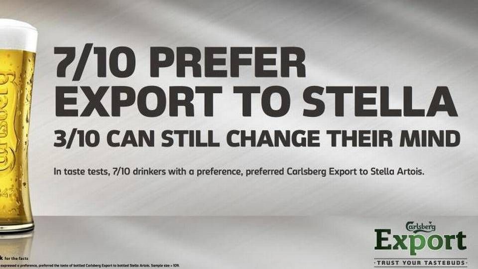 Carlsberg går direkte efter at slå den mest populære øl i Storbritannien i en ny og aggressiv kampagne. | Foto: Presse
