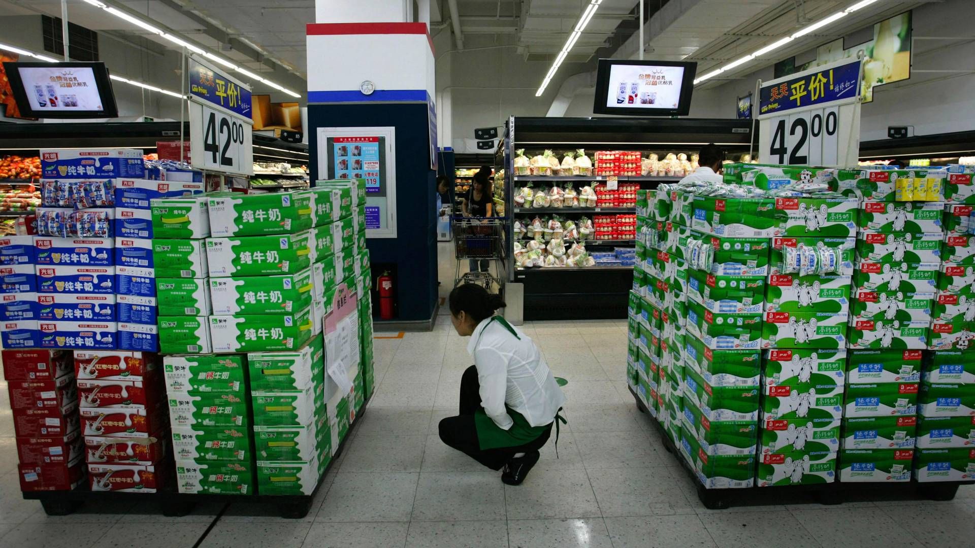 Mælk fra Mengniu i et kinesisk supermarked | Foto: Elizabeth Dalziel/AP/POLFOTO/arkiv