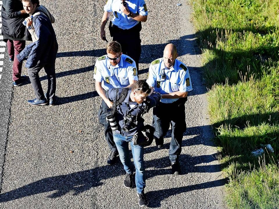 Martin Lehmann blev anholdt, da han nægtede at følge politiets ordre om at holde sig fra vejbanen. | Foto: Ernst van Norde/Polfoto/Arkiv