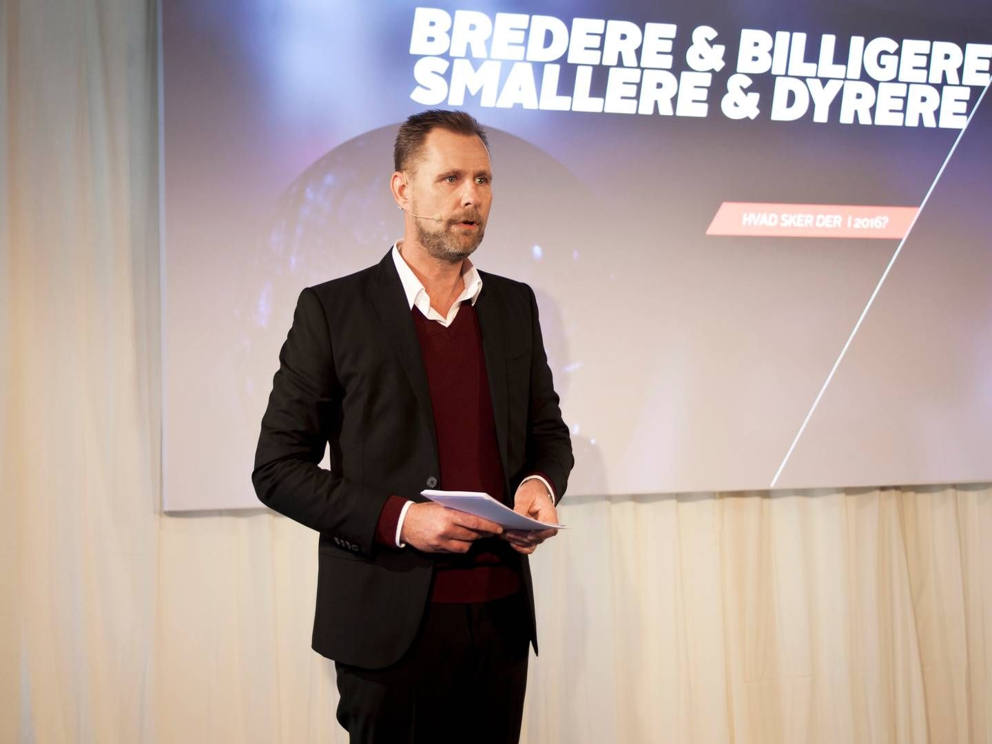 Peter Olafsson, salgsdirektør hos TV 2, på TV 2's Mediatalk i slutningen af sidste år. Her præsenterede TV 2 en ny reklamevaluta og bredere målgrupper. | Foto: PR, TV 2