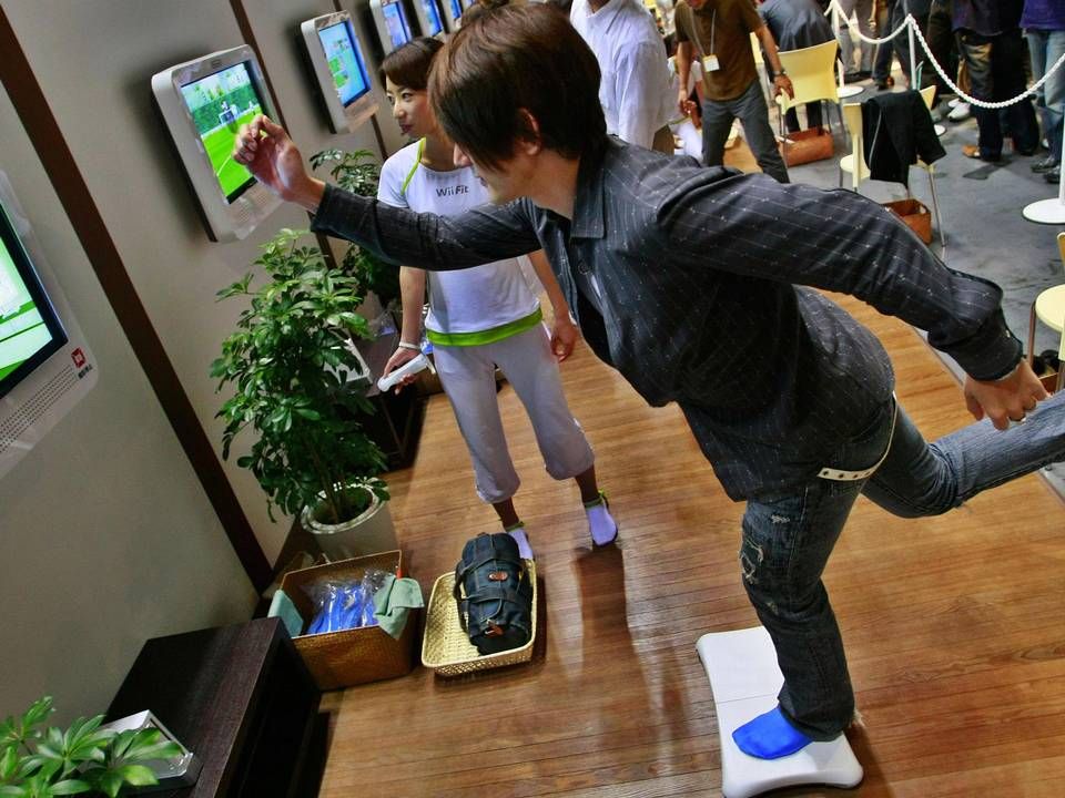 Et Nintendo Wii Fitness Board bruges under en presseevent for spillet "Wii Fit." | Foto: POLFOTO: ITSUO INOUYE