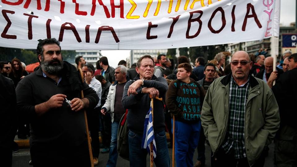 Græske landmænd demonstrerede mod regeringen i hovedstaden Athen. | Foto: Yorgos Karahalis/AP/Polfoto/Arkiv