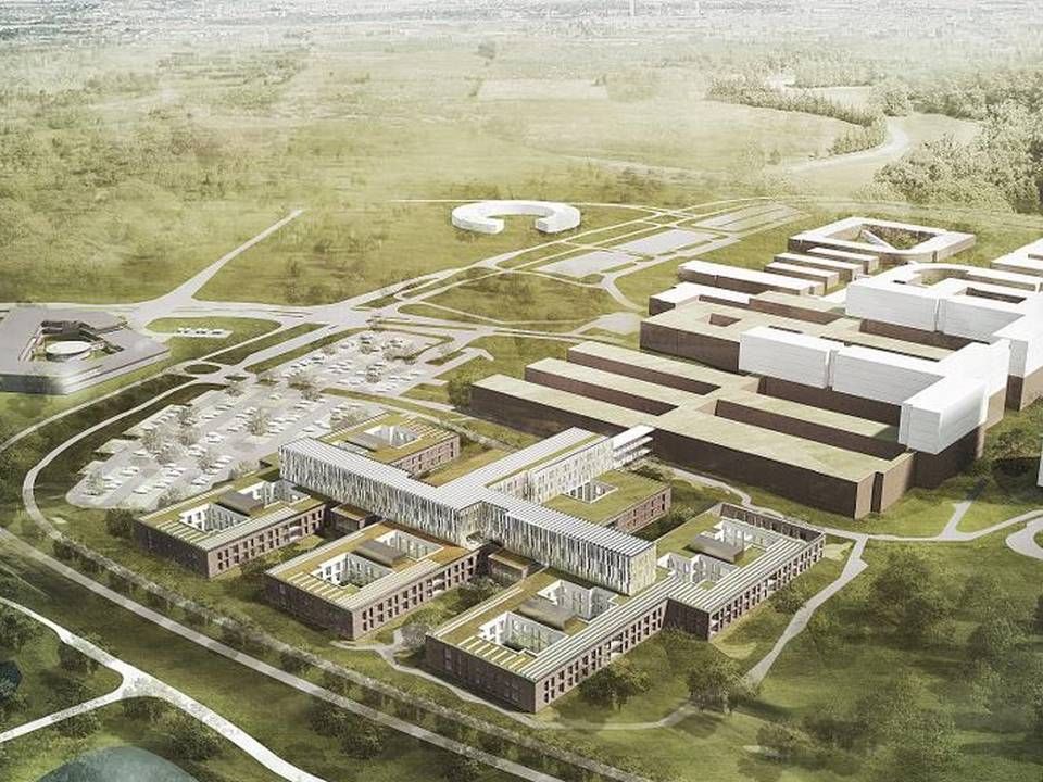 KPC-koncernens hidtil største projekt er OPP-projektet med at opføre et nyt psykiatrisk hospital i Skejby, som her ses illusteret. | Foto: PR-illustration