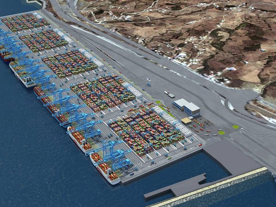 Sådan kommer den nye containerterminal i Tanger til at se ud, når den står færdig i 2019. | Foto: APM Terminals