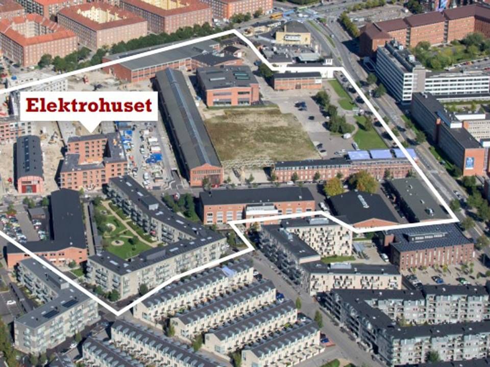 Området i Valby, hvor det nye boligområde er på vej. De første 65 boliger står klar i Elektrohuset. | Foto: PR