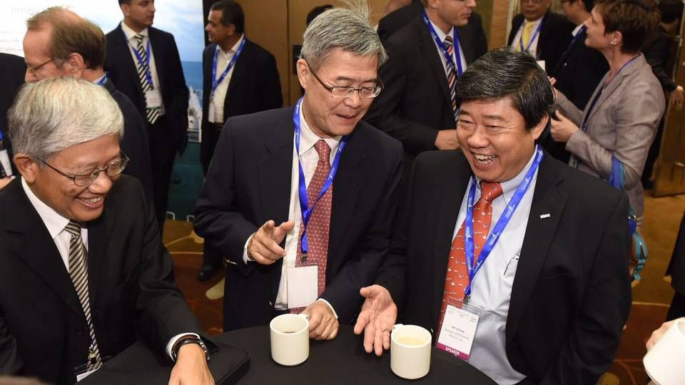 Y.Y Chow (right) during Singapore Shipping Week.