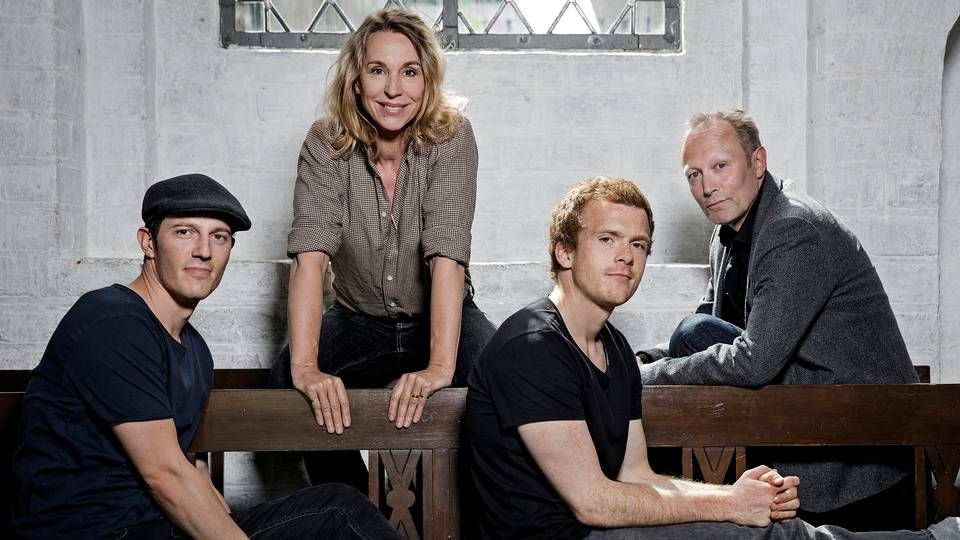 De fire hovedrolleindehavere i "Herrens veje", Lars Mikkelsen, Ann Eleonora Jørgensen, Simon Sears og Morten Hee Andersen. | Foto: Agnete Schlichtkrull/DR