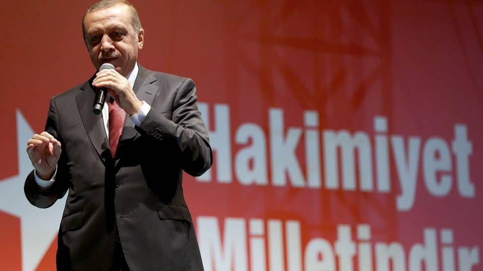Tyrkiets kølige forhold til EU, der bl.a. er blevet forstærket af en forfatningsafstemning i april sidste år, der øger præsident Erdogans beføjelser, tiltrak analytikernes opmærksomhed ved DFDS's telekonference torsdag. | Foto: Murat Cetinmuhurdar/AP/Polfoto