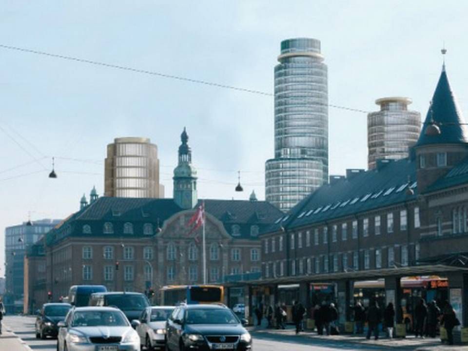 Visualisering af Danicas byggeprojekt her set med Københavns Hovedbanegård i forgrunden til højre. Foto: PR | Foto: PR-visualisering