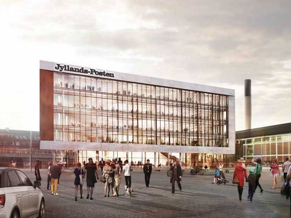 Jyllands-Postens kommende hovedsæde ved Filmbyen i Aarhus skal efter planen stå færdig i slutningen af 2019 | Foto: PR